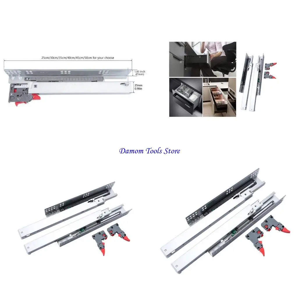 

57BE Soft Close Full Extension Rails Concealed Bottom Mount Drawer Slides for Home
