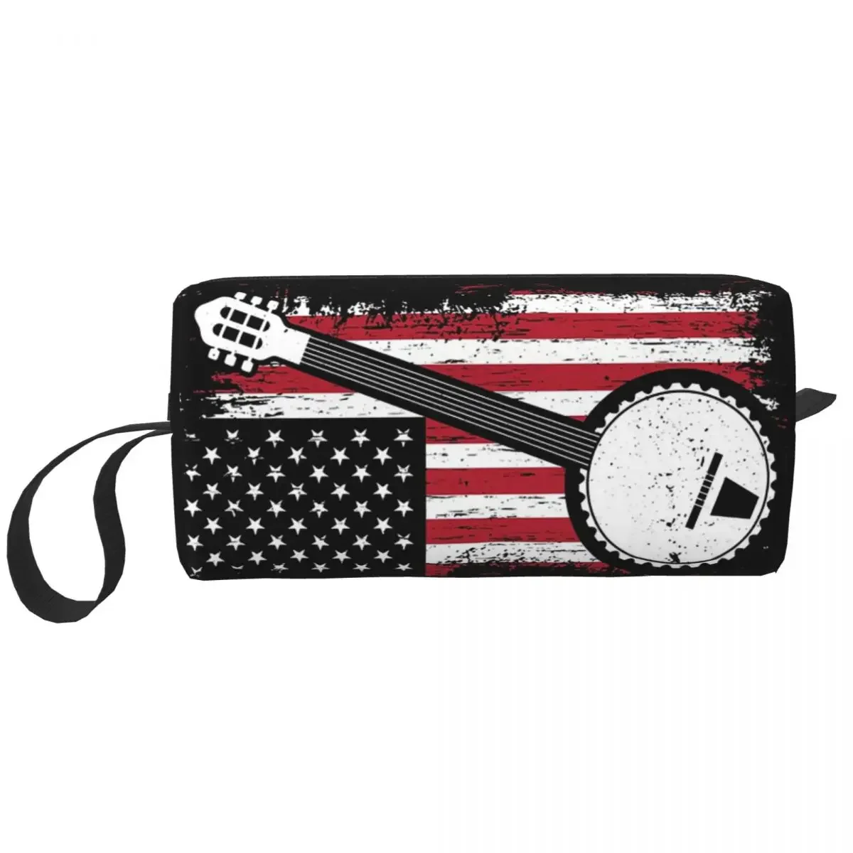 Bluegrass Banjo American US Flag Musician Gift Makeup Bag Cosmetic  Dopp Kit Toiletry Cosmetic Bag for Women Beauty Pencil Case