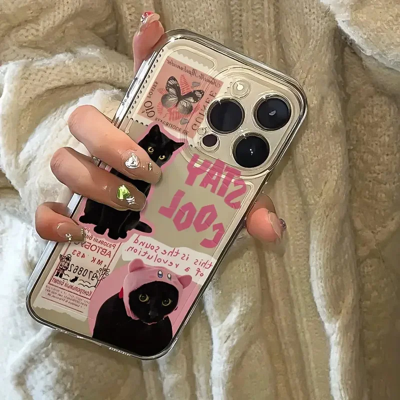 Creative Label Black Cat Transparent Phone Case for Samsung Galaxy S25 Ultra S24 Plus S23 FE S22 A06 A16 A15 A34 A35 A55 Cover - náhled 4