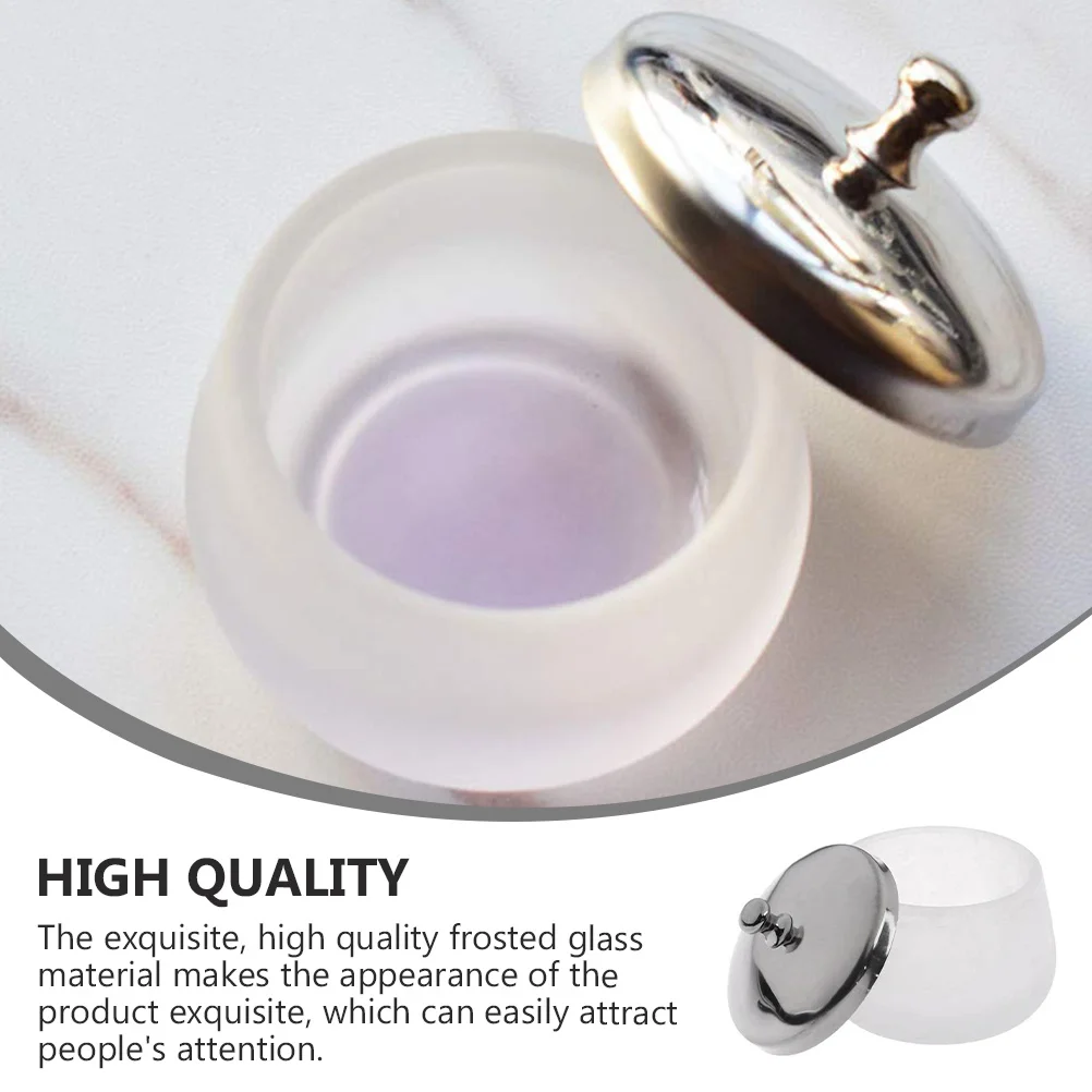 2 個フロストガラスマニキュアリムーバーカップクリスタルラウンドポータブル耐久性のあるマニキュアクリーニング用品クリスタルガラスカップ