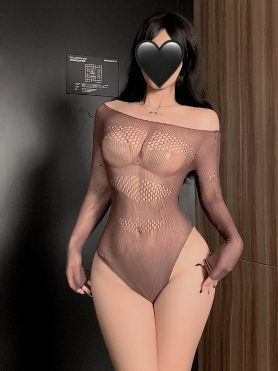 บอดี้สูทสไตล์สาวเซ็กซี่สุดฮอต แบบเว้า โชว์เนื้อผ้าตาข่ายฉีกได้  สีพื้นเรียบๆ แบบเปิดไหล่  ดีไซน์เย้ายวน  ความปรารถนาอันบริสุทธิ์  ร้อนแรง 5FNS