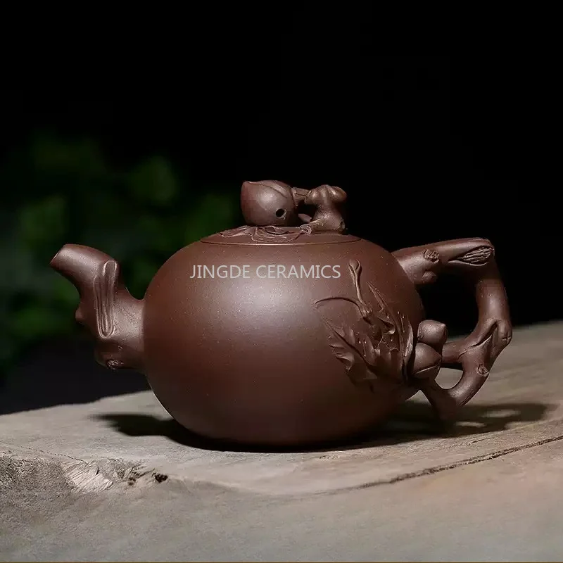 290ml Chinese Yixing Purple Clay Teapot Famous Handmade High-end Beauty Pot Hand Carved Kettle Zisha Tea Set Collection