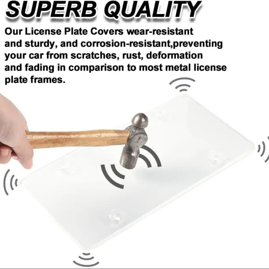 غطاء حماية مقاوم للمطر ومقاوم للخدش للوحات الترخيص، يتضمن براغي وغطاء شفاف #3