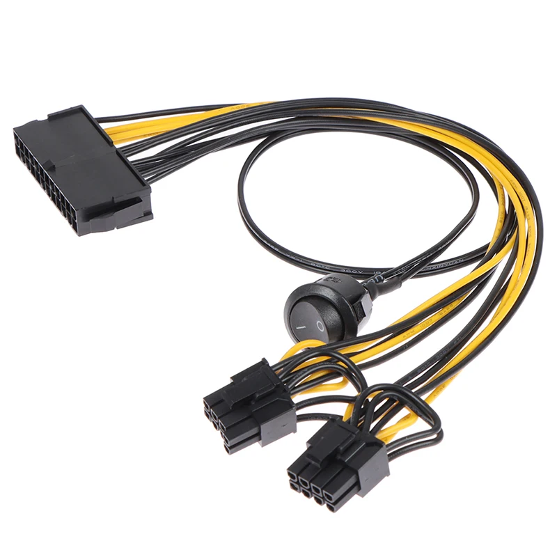 - 24Pin To Dual 6+2 Pin 8 Pin With On Off Switch Cable 6Pin 8Pin Male To 24 Pin -
