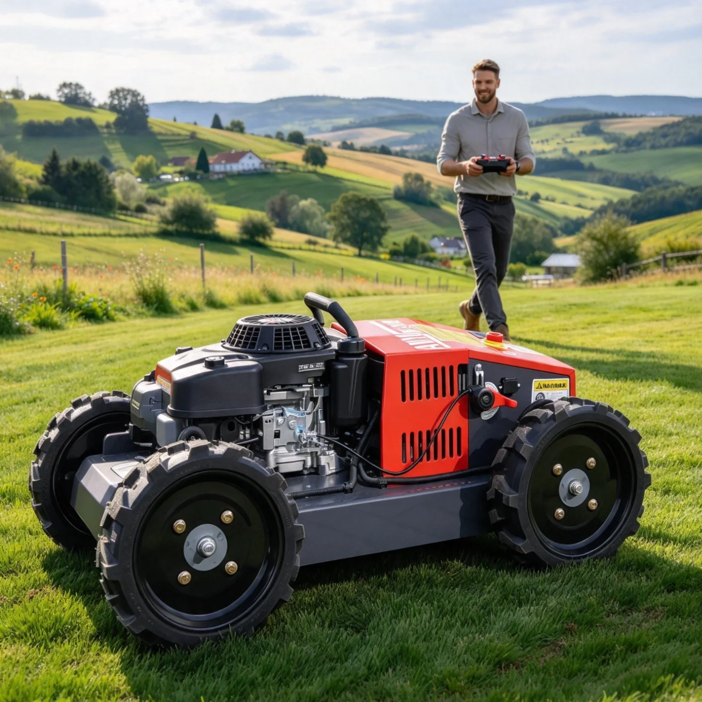 Customized Remote Control Lawn Mower visual remote control system, safely clean weeds on dangerous steep slopes adjacent
