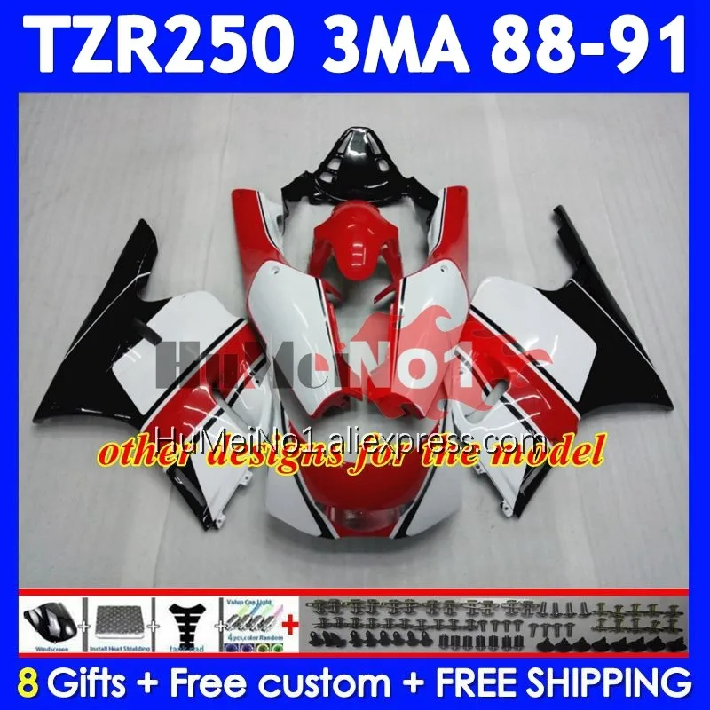 Kit For YAMAHA TZR-250 3MA TZR250 YPVS RS TZR 250 88 89 90 91 375No.1 TZR250R Gloss black TZR250RR 1988 1989 1990 1991 Fairing