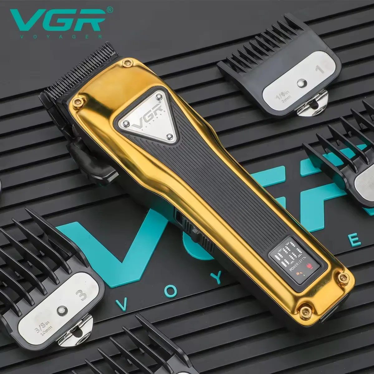 VGR ماكينة تشذيب الشعر الجودة العالية العرض الرقمي شفرة بي إل دي سي معدن الحلاق القابلة لإعادة الشحن المحترفين ماكينة تشذيب الشعر للرجال V-137