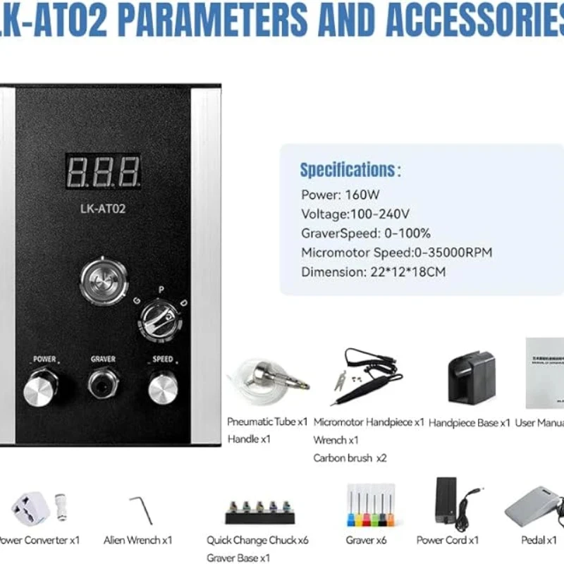 HH-AT01 jewelers NOT Need air compressor ARTGRAVER 100~240V Pneumatic Engraving Tools Jewelry Graver machine