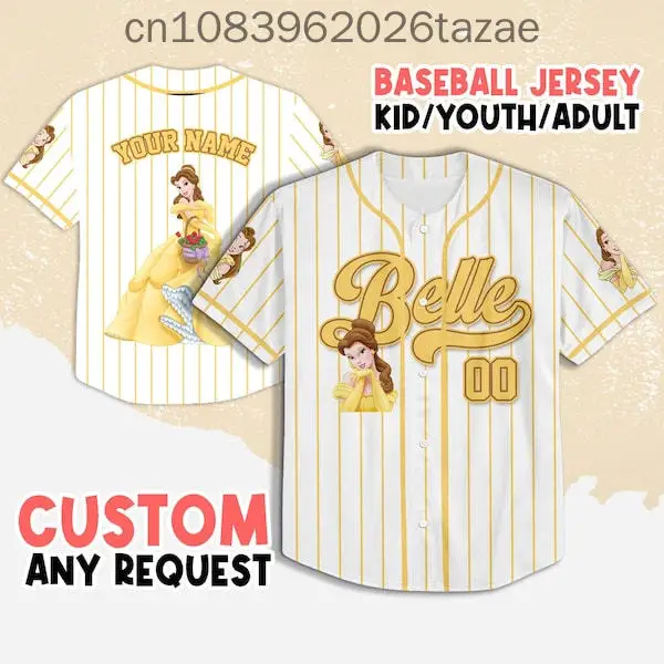 2025 Disney Baseball Shirt, Customizable, 3D Printed Casual Fashion Button Baseball Shirt