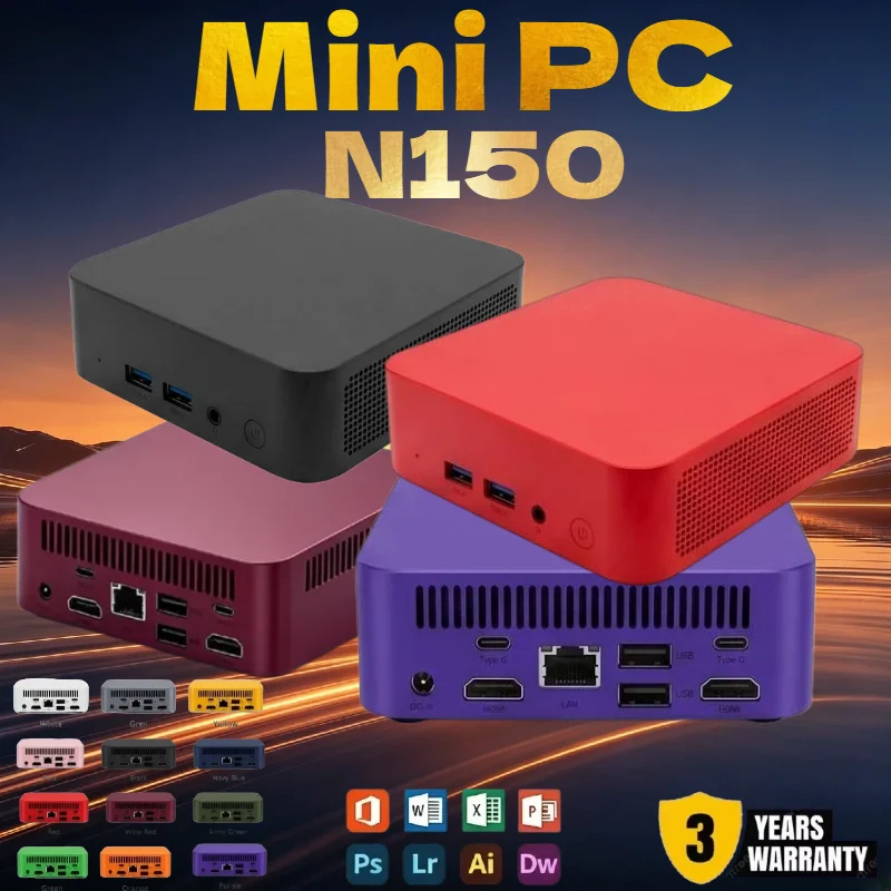 Mini PC Intel Core N150 Compact Portable Desktop 16GB RAM Optional 1TB 2TB SSD WiFi 6 BT5.2 4K HD Student Study Office PC
