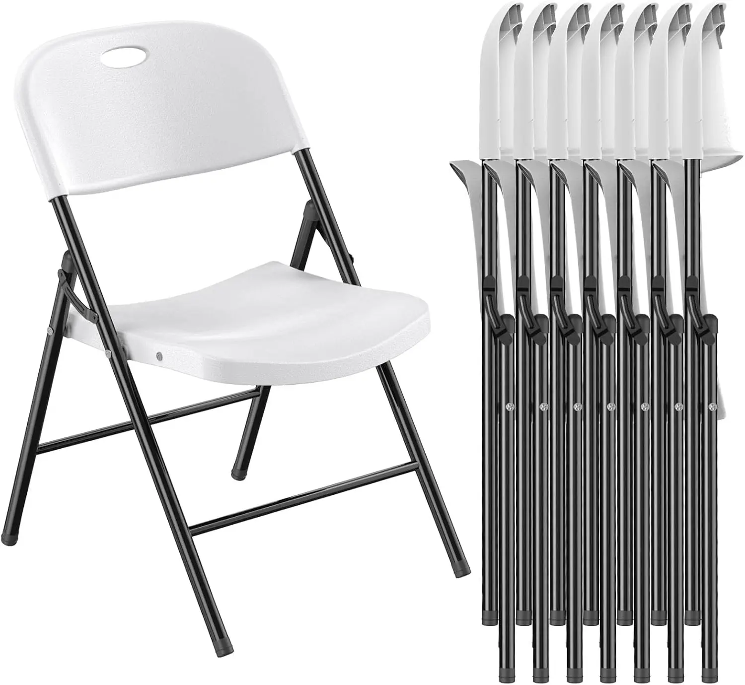 

650 Weight Limit Heavy Duty Plastic Folding Chair with Reinfoced Steel Frame for Indoor and Outdoor, Wedding, Party, Restaurant