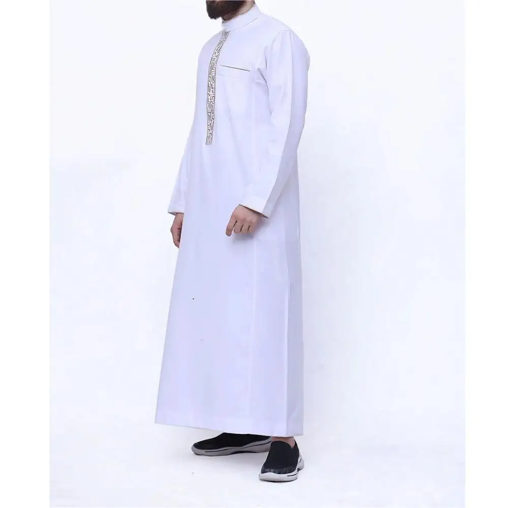 Robe musulmane à manches longues pour hommes, vêtements islamiques, longueur, Arabie saoudite, costume musulman, caftan, Thobe, 2024