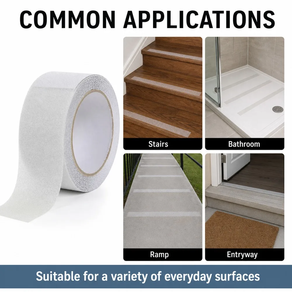 5m Transparent Anti Slip Tape Waterproof Non Slip Stair Treads For Bathroom Kitchen Floor PVC Heavy Duty Grip Tape