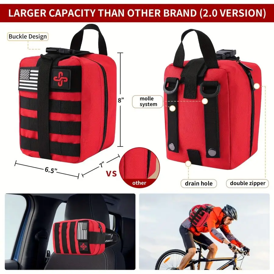 Kit, 252Pcs Survival Gear First Aid Kit with Molle System Compatible Bag and Emergency Tent, Emergency Kit for Earthquake, Outdo view 2