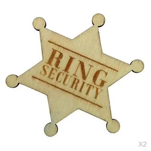 2pcs Wooden Ring Security Badge Hexagonal Star Wood Decorations for Flower Girl Boy Wedding Supplies