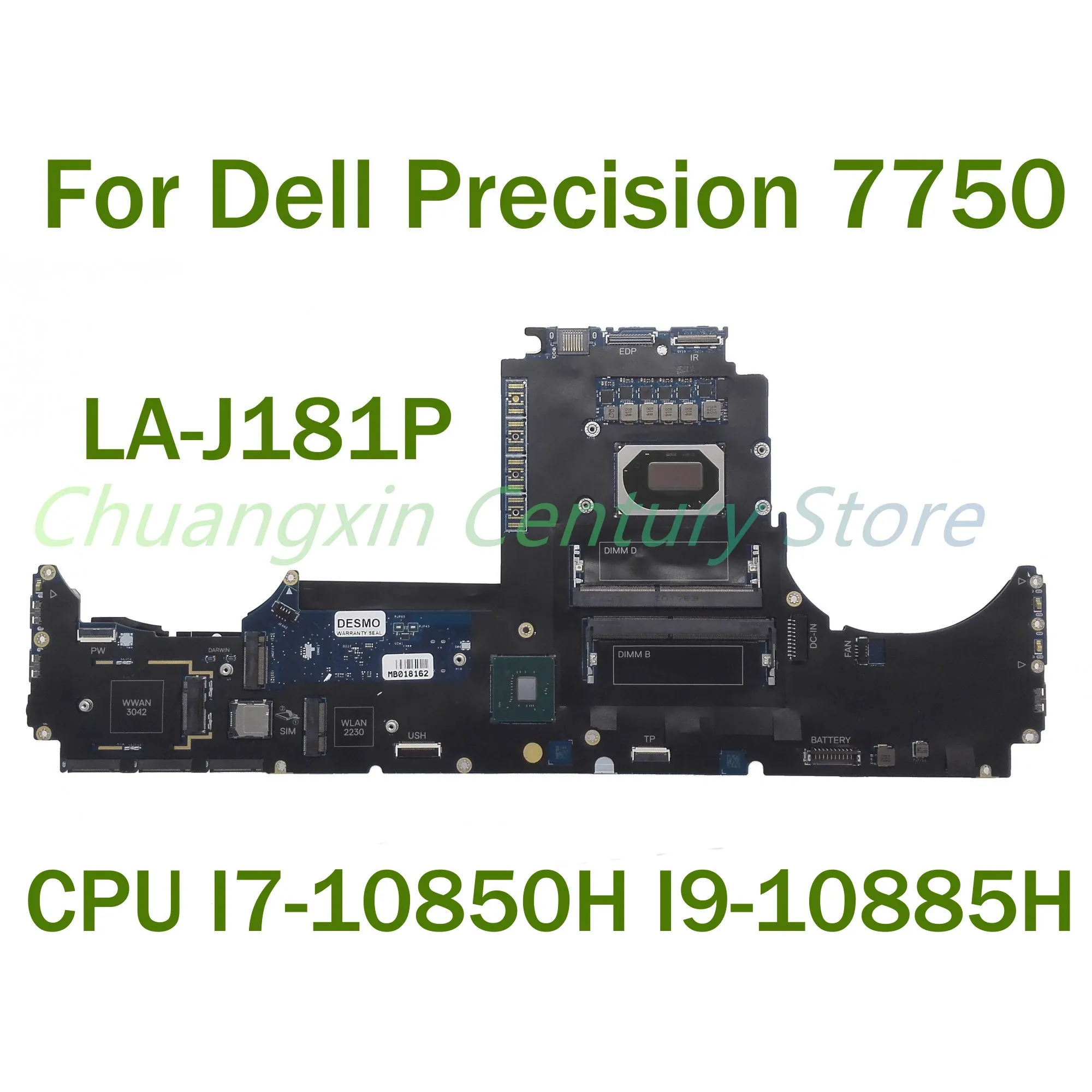 

For Dell Precision 7750 Laptop motherboard LA-J181P with CPU I7-10850H I9-10885H 100% Tested Fully Work