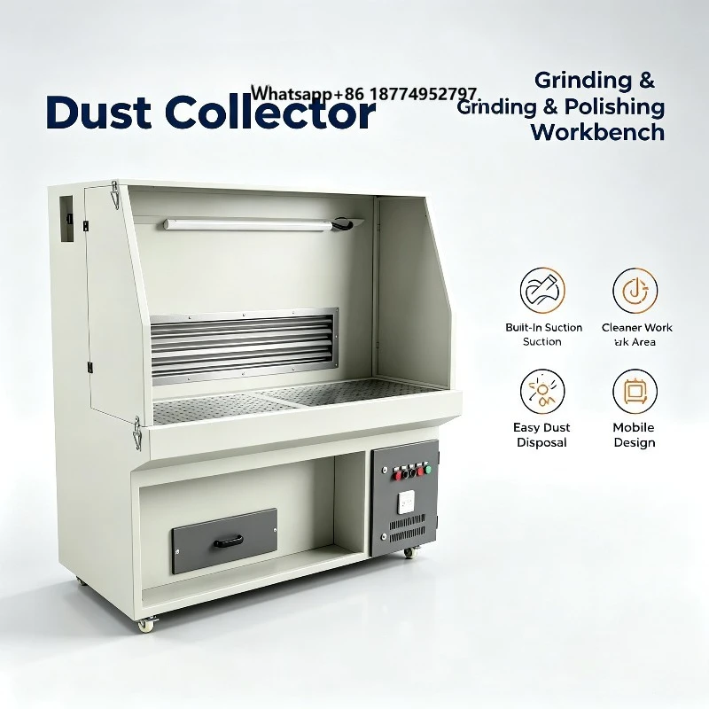 CE Certified Steel Motorized Downdraft Sanding Workbench 1.5m Flat Top Dust Capture Station for Woodworking Workshop
