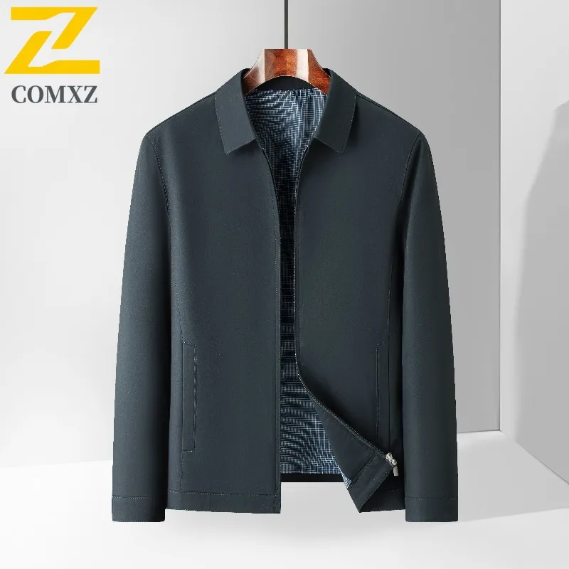 

COMXZ Autumn New Male Jacket Premium Turndown Collar Outdoor Working Coat Luxury Elegant Business Comfort Windproof Overcoat