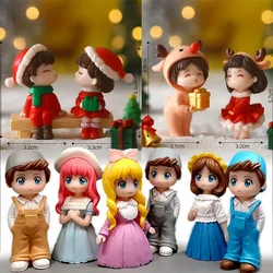 1 Pair Sweety Figurine Mini Lovers Figures Miniature Christmas Couple Ornament Wedding Gift Car Interior Cake Room Decoration