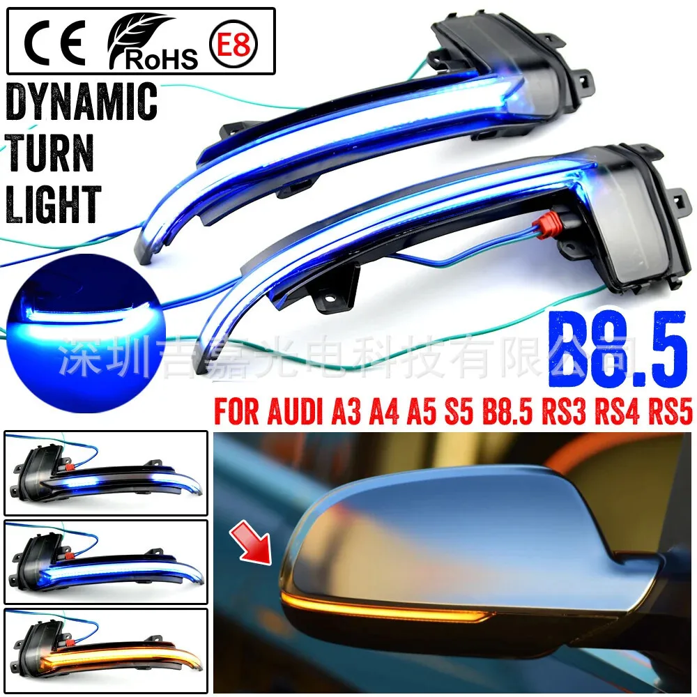 For Audi A3 B8.5 A4 A5 turn signal modified LED a touch of blue water light rearview mirror signal light.signal lamp assembly