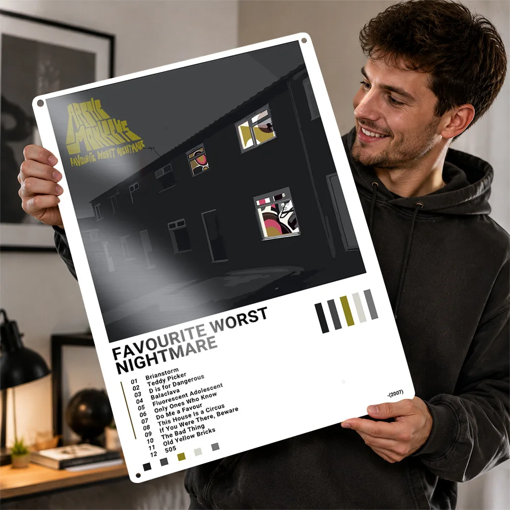 Arctic Monkeys - Favourite Worst Nightmare Metal Poster Perfect Gift for Fans Lovers Customized Wall Art Metal Sign for Decor