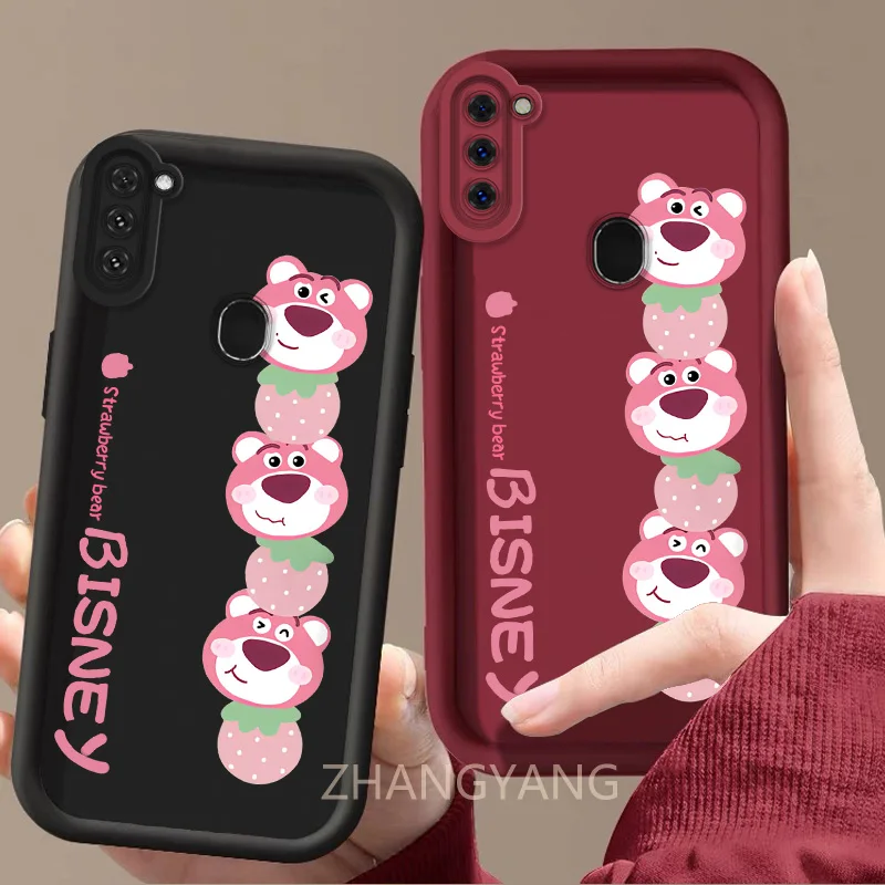 Case For Samsung A11 Cute cartoon bear phone case with silicone TPU soft case anti drop and shockproof phone camera fully covere