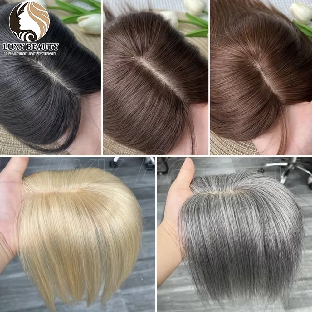 Straight Human Hair Toppers For Women Human Hair Clip In Hairpieces Black Blonde Brown Hairpieces No Bangs Clip In Topper Hair