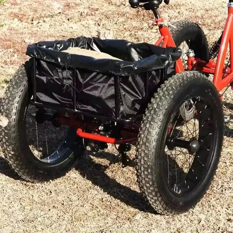

Snow-Ready Fat Tire Cargo Bike – Off-Road Quad for Rough Terrain Outdoor Utility Cycling