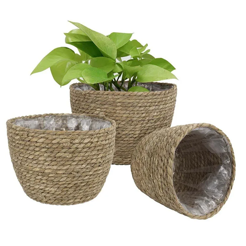 Woven Seagrass  Basket Wicker Baskets Storage Plant Pot for Storage Plant Pot Basket and Laundry Picnic and Grocery Basket view 6