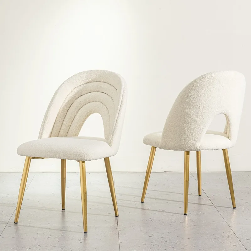 Stainless Steel Dining Chair Commercial Restaurant Deluxe Chair Chair White Lamb Fleece Back