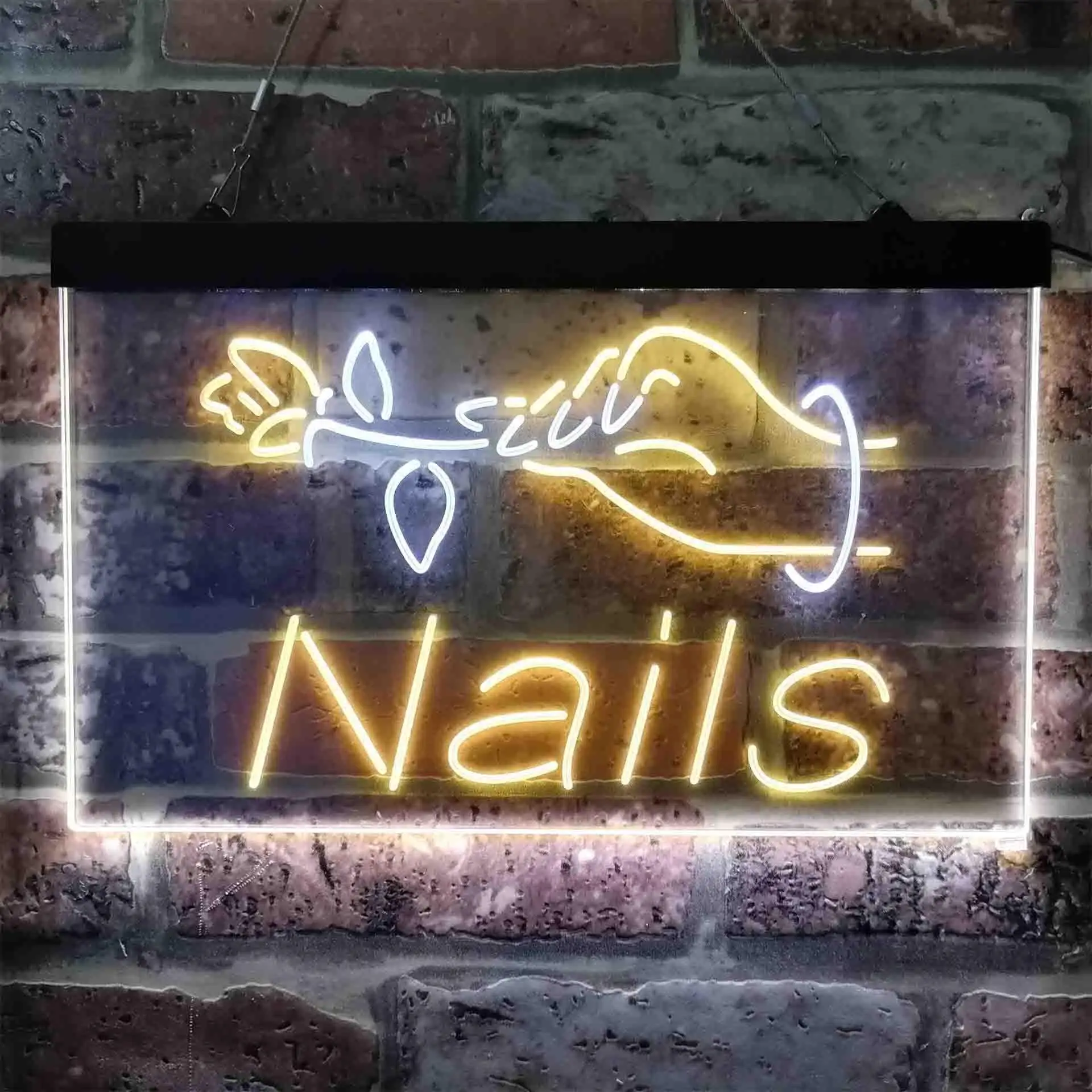 Pretty Nails with Flower Dual Color Led Neon Sign st6-i3811
