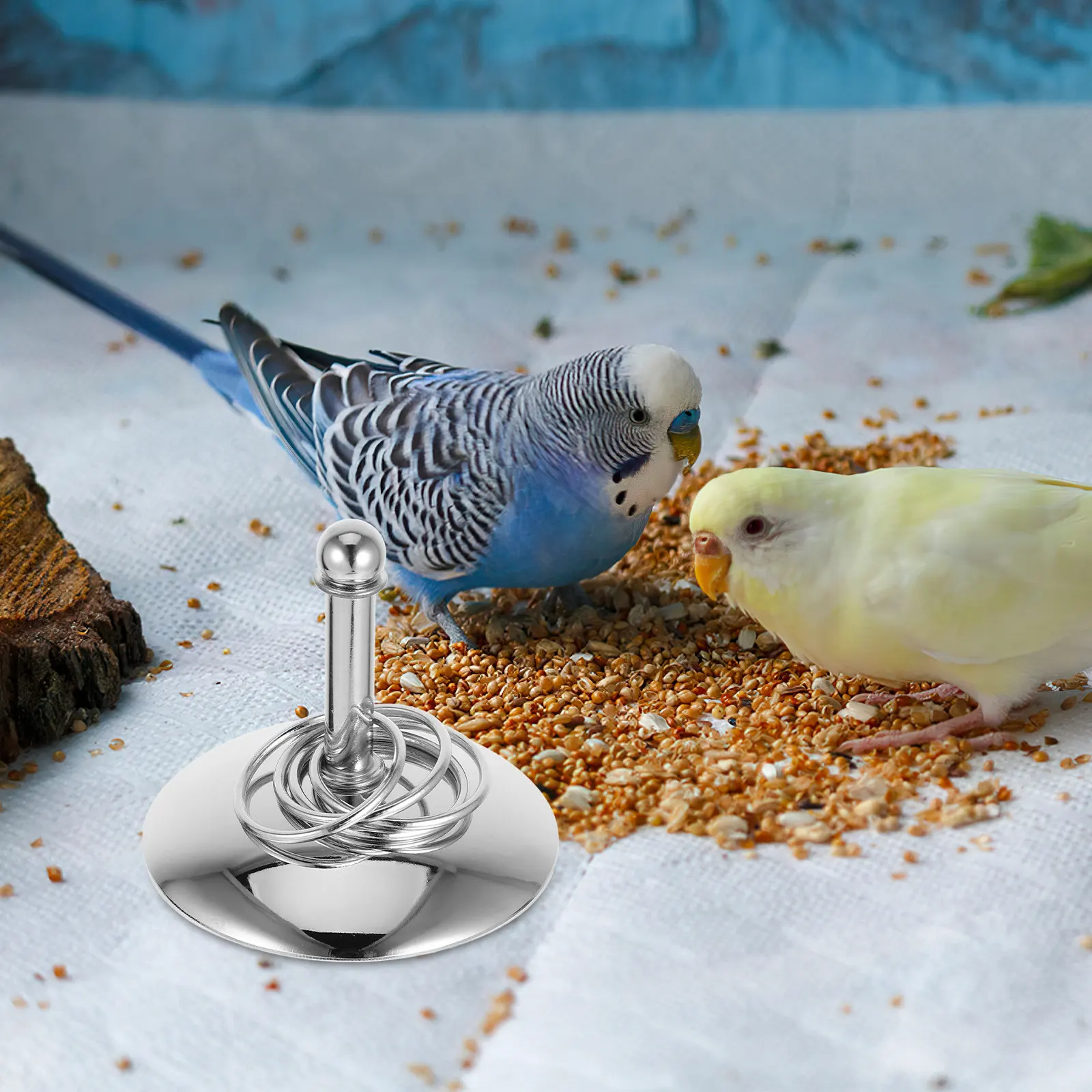 1Set Pet Parrot Ring Toss Interactive Training Stainless Steel Tabletop Stacking Rings Game for Cockatiels Conures Lovebirds