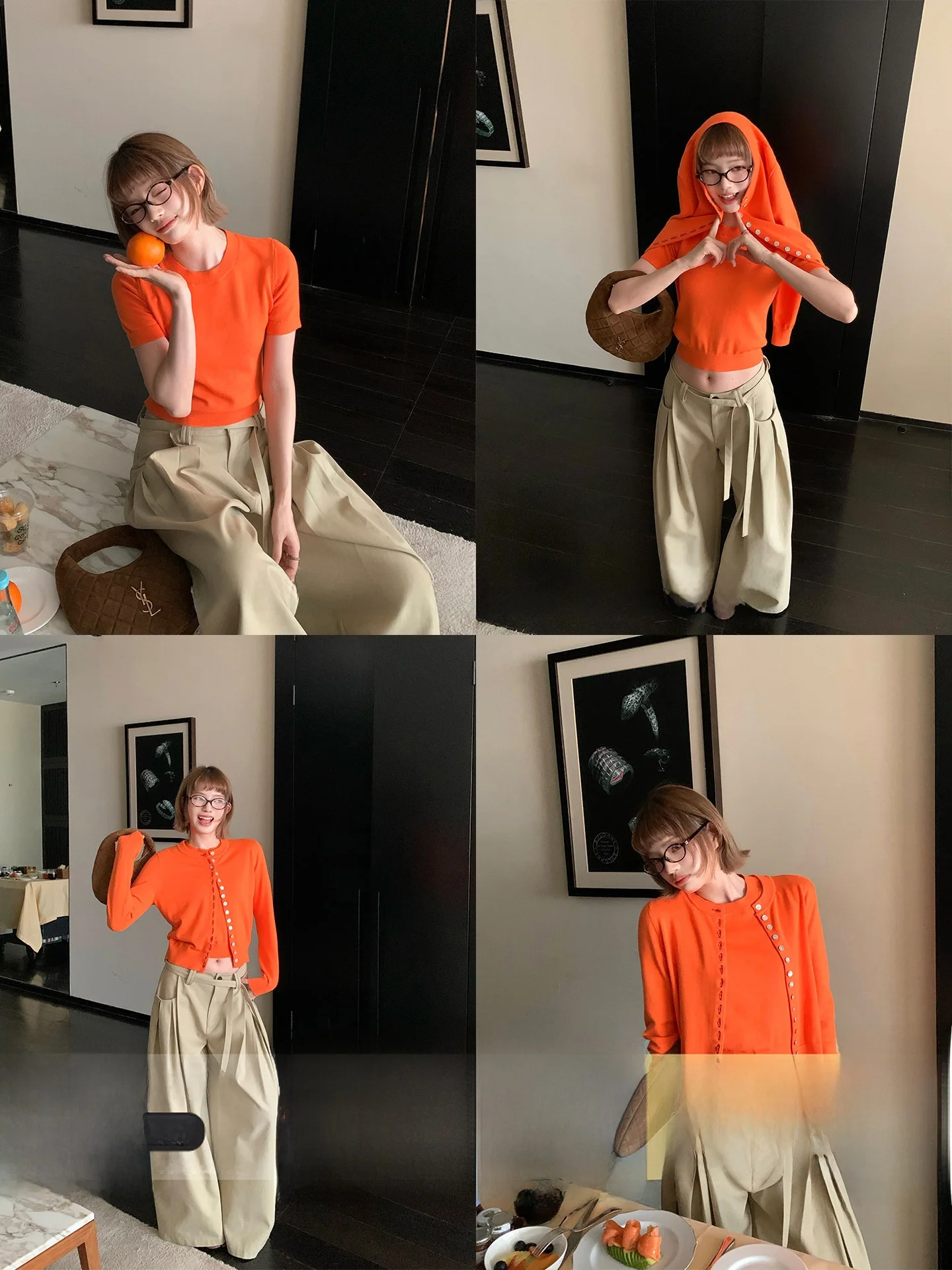 

Elegant Woolen Knitted Short Sleeve round Neck Open Cardigan for Women Simple Casual Style Polyester Nylon Acrylic Fiber Blend