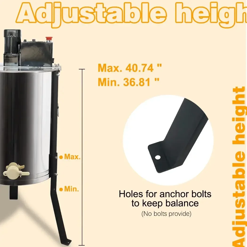 3 Frame Electric Honey Extractor Stainless Steel Honey Processing Equipment Drum Spinner with Transparent Lid
