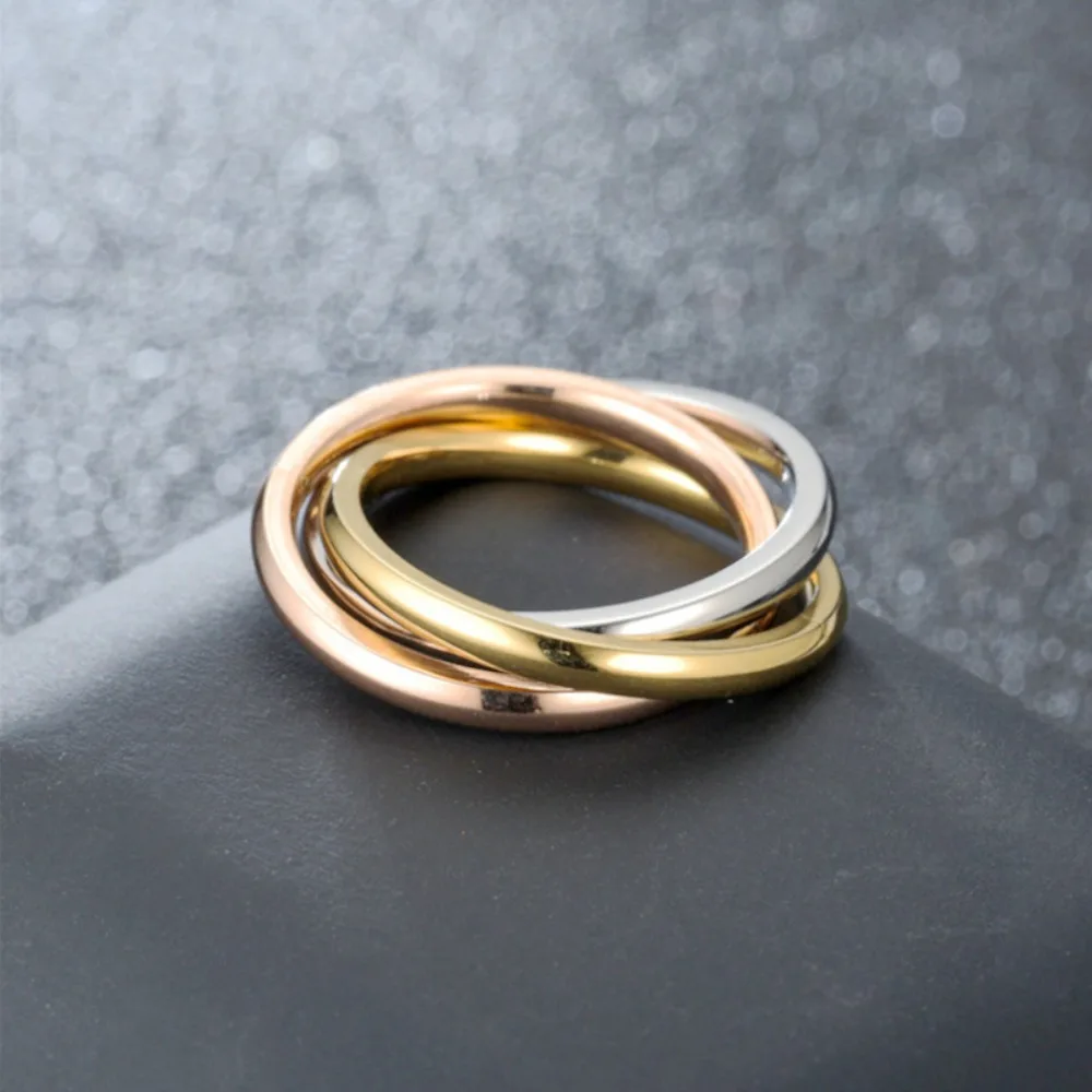 Three Lives Three WorldsStainless Steel Bright Surface Couple Rings for Women Rotation Helps Combat Anxiety Finger Jewelry gift
