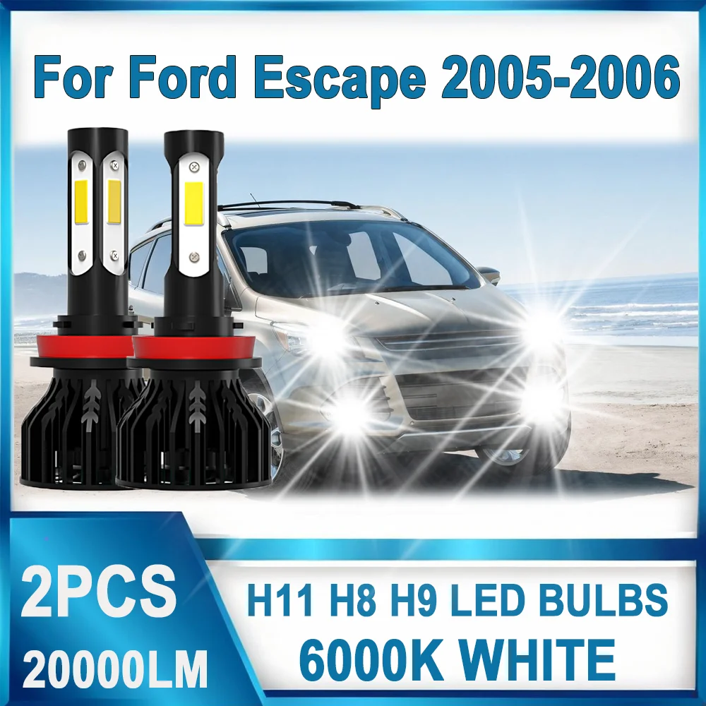 

2PCS H11 H8 H9 4-Sides 15000LM LED 360° Car Headlight Bulb Low beam led high power 12v Car accessories For Ford Escape 2005 2006