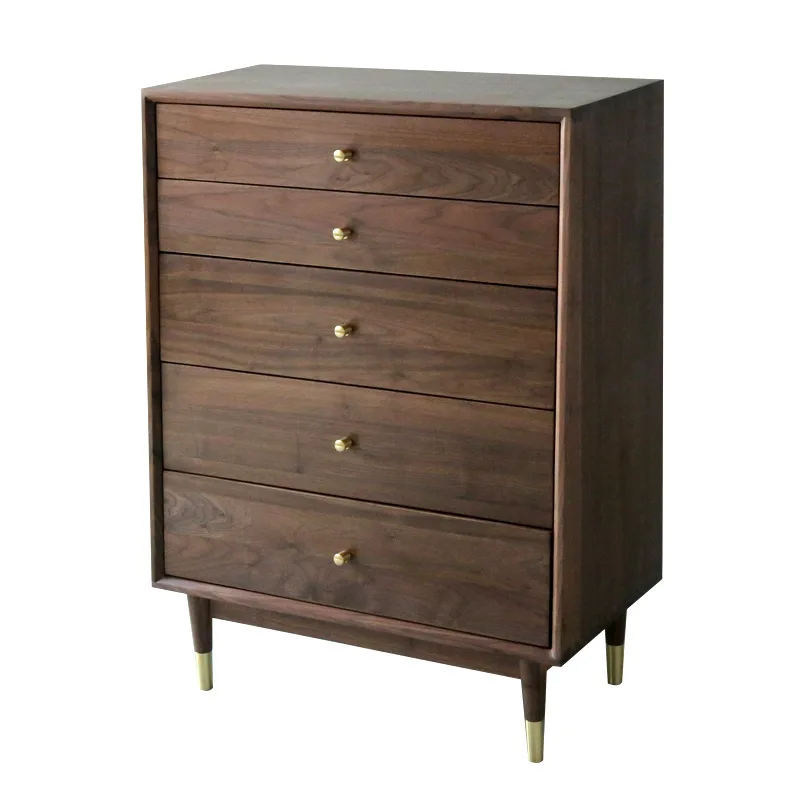 

Modern simple pure solid wood, Nordic Japanese drawer locker, black walnut living room bedroom