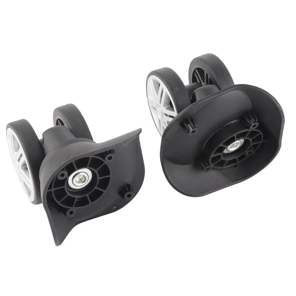 1 Pair Durable Mute Luggage Wheels 360° Rotation Double Row Suitcase Wheels Black Luggage Caster Wheels Travel Box Repair