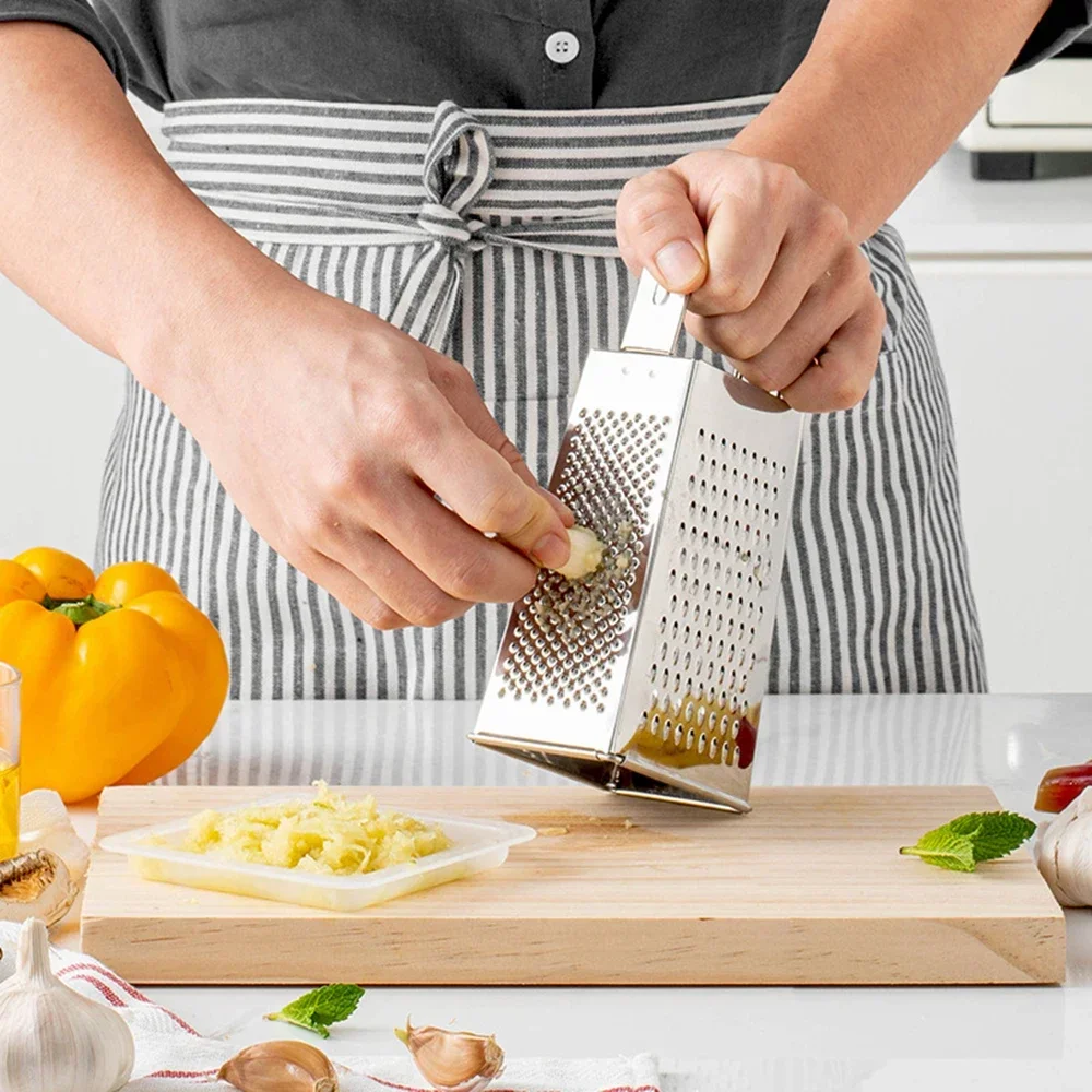 Multipurpose Grater Vegetable Slicer Four-Side Box Grater Stainless Steel Potato & Radish Slicer Garlic Grinder Kitchen Gadgets