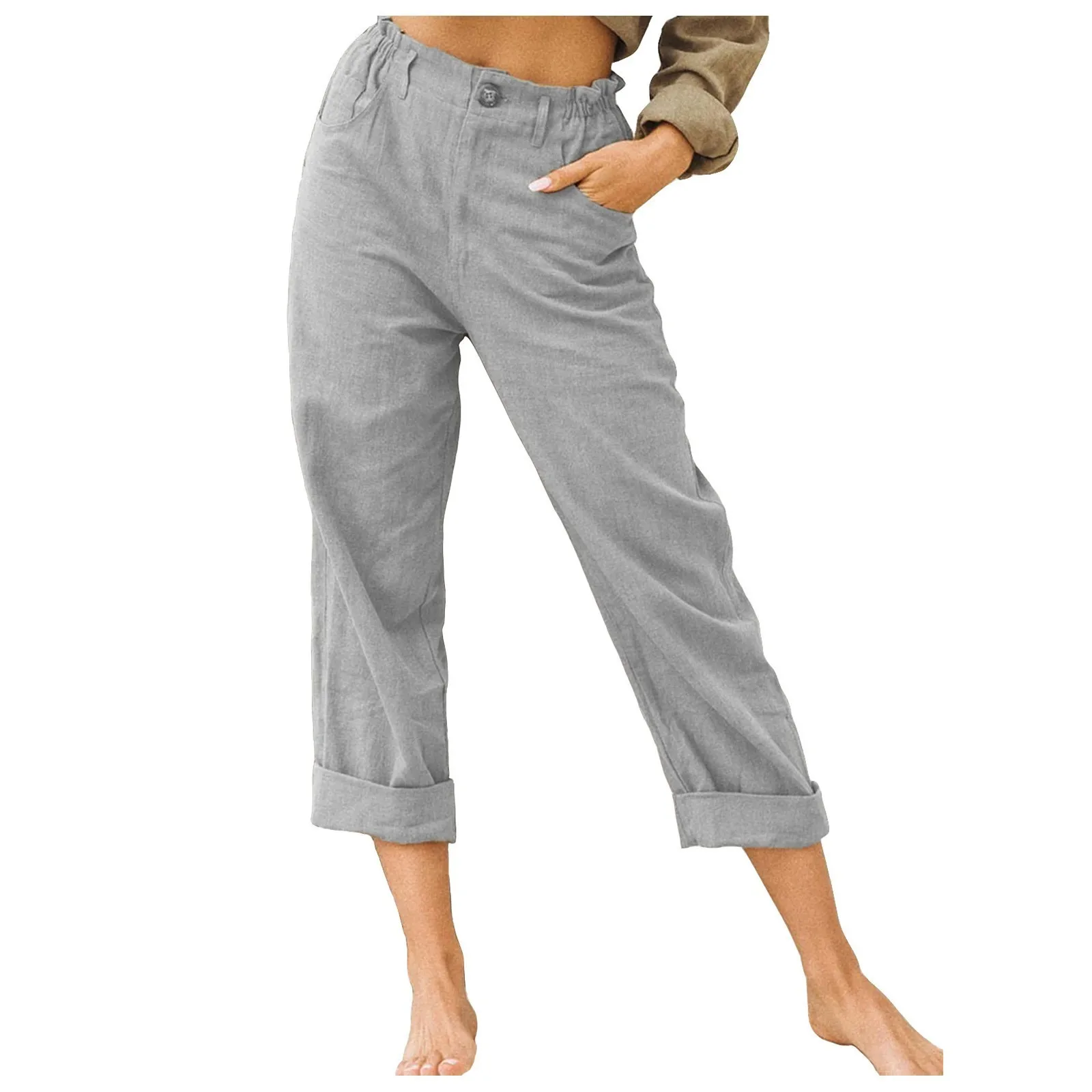 Calça casual feminina de cintura alta de perna larga, emagrecedora feminina, calça reta solta, monocromática, verão, nova, 2024