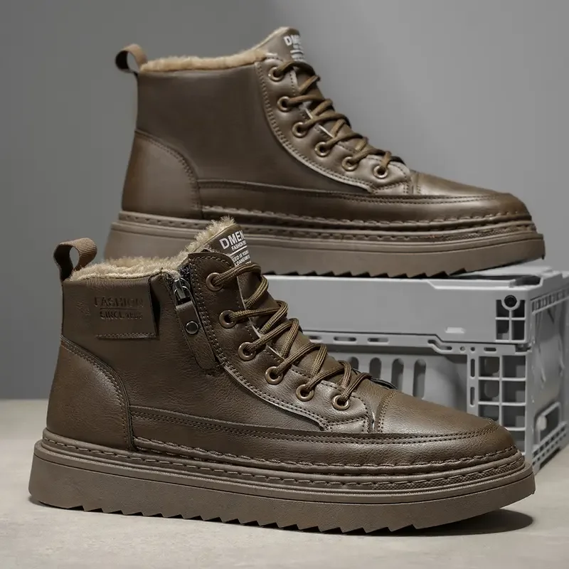 

Men's 2025 Winter Thermal High Top Boots Waterproof Non-Slip Chef Shoes Fashion Comfortable Ankle Boots Warm Lined Casua