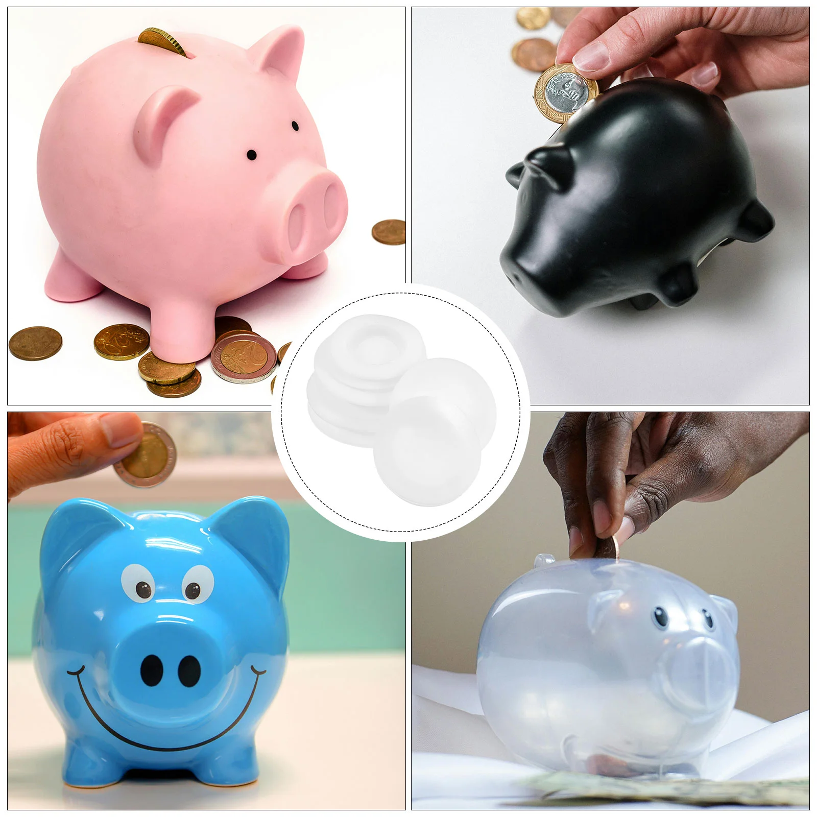 5 قطعة سدادة مطاطية مستديرة Piggy Bank Plug استبدال يغطي السدادات أحجام متنوعة طبقة واحدة للجص