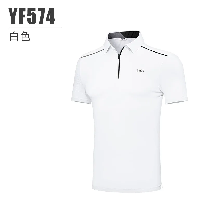 PGM New Golf Apparel t-shirt sportiva estiva a maniche corte da uomo traspirante ad asciugatura rapida con risvolto con cerniera traspirante