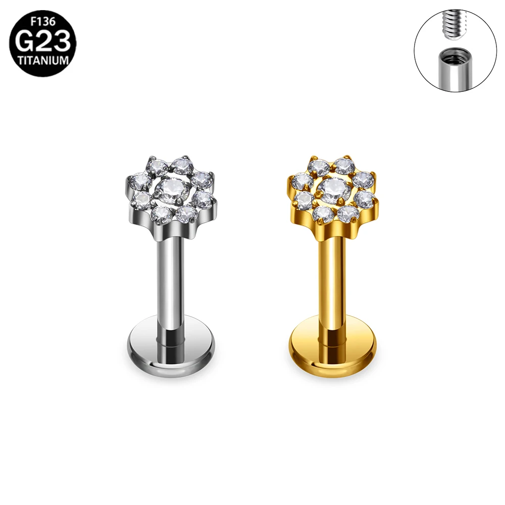 

ASTM F136 Titanium 16G Flowers CZ Septum Ring Unisex Hinged Segment Hoop Earring Daith Clicker Nose Body Piercing Nariz Jewelry