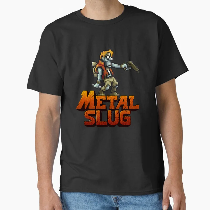 

80s videogame Metal Slug pixel art Retro Arcade Full Army Shooting War Game gift T shirt for men Large size Tops S-6XL