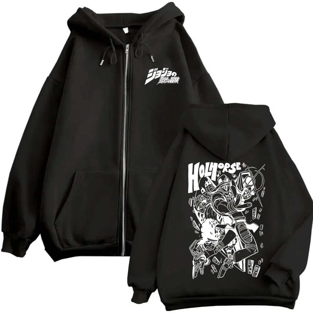 

Anime JoJo's Bizarre Adventure Hol Horse Graphic Zipper Hoodie Men Women Manga Casual Zip Up Jacket Male Retro Zip Up Sweatshirt