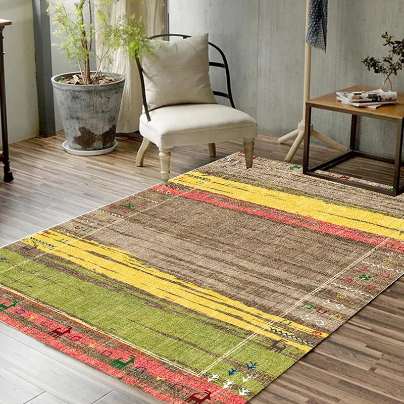 Vintage Tribal Living Room Carpet Moroccan Ethnic Boho Rugs Coffee Tables Floor Mat Home Decoration Large Area Rug Washable Mats