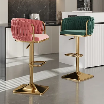 Silla de Bar, escritorio frontal, cajero, taburete alto de elevación, respaldo ergonómico, silla alta, silla de comedor de elevación para el hogar, taburete alto para cafetería