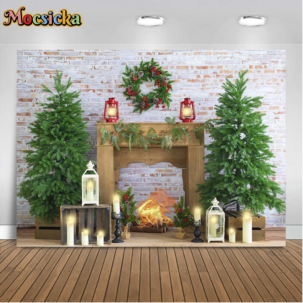 Fondo de fotografía de invierno Mocsicka árbol de Navidad calcetines rojos Festival fiesta familia niños fotos fondo accesorios de estudio