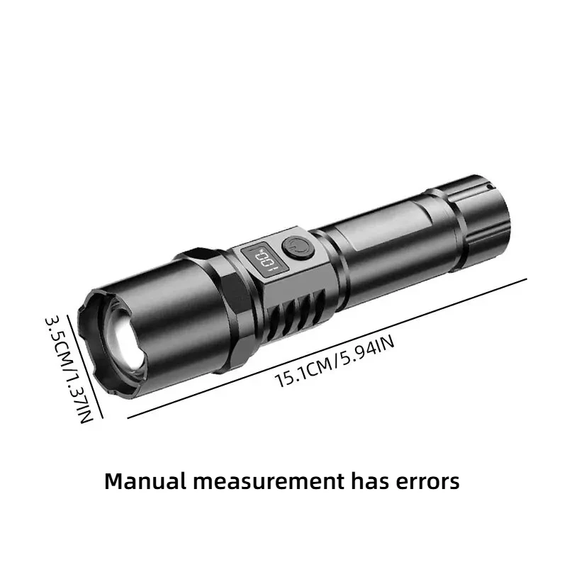 For Camping,Outdoor And Emerge High Power XHP100 Led Flashlight Rechargeable Retractable Flashlight Digital Zoom Usb Hand Light